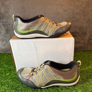 Privo by Clarks Bronze Olive Green Mesh Leather Slip On Sneakers Womens size 6M